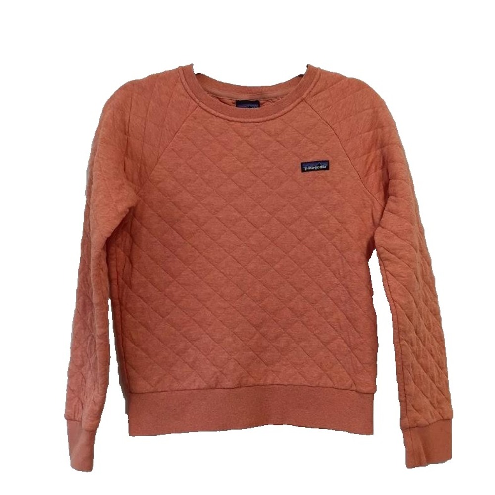 Patagonia Sweatshirt Womens XS Orange Organic Cotton Quilted Crewneck Pullover